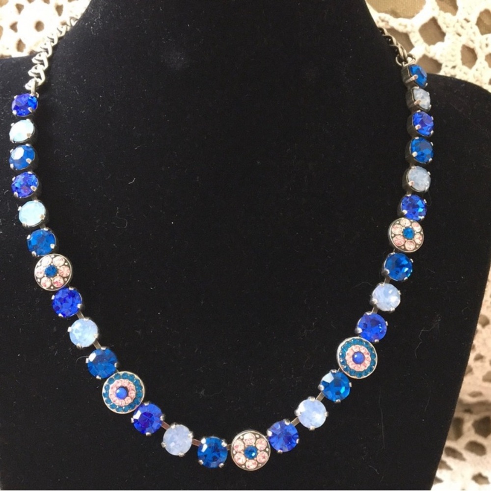 Good condition Mariana necklace with blue & pink stones
